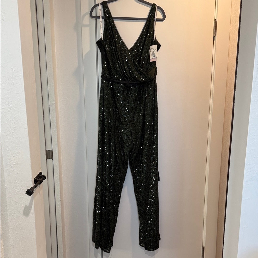 Elegant dark green Sequin Jumpsuit